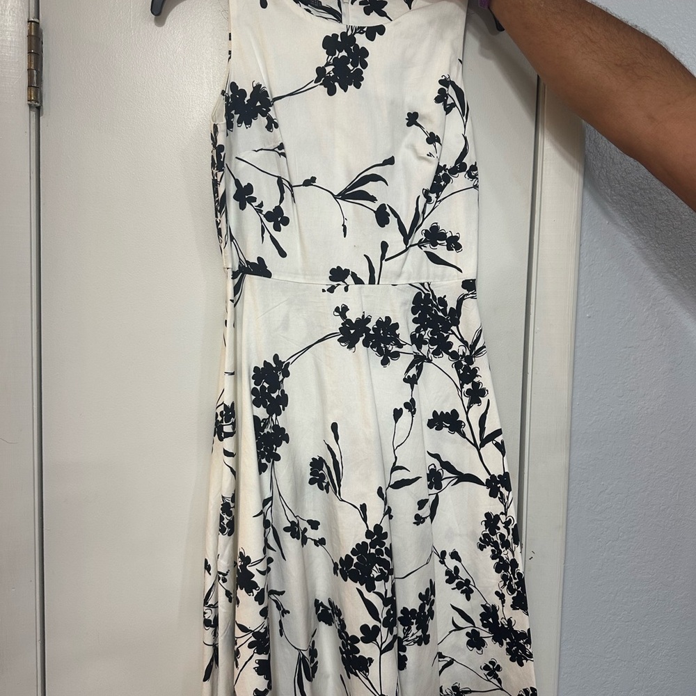 Floral Black and White Sleeveless Dress
